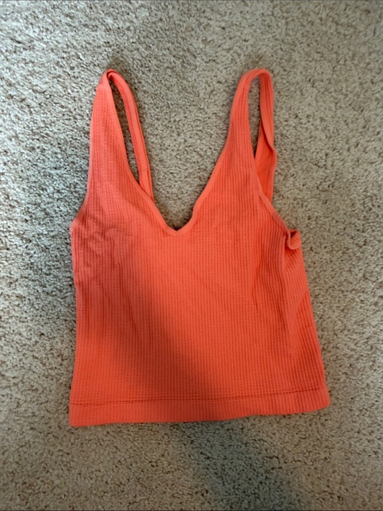 Quiksilver Tops - Quiksilver Coral Orange Waffle Knit Top with Logo Print